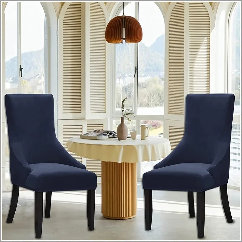 1/2/4pcs Velvet Elastic Dining Chair Cover Solid Color High Back Chair Slipcovers Protectors for Restaurant Wedding Banquet