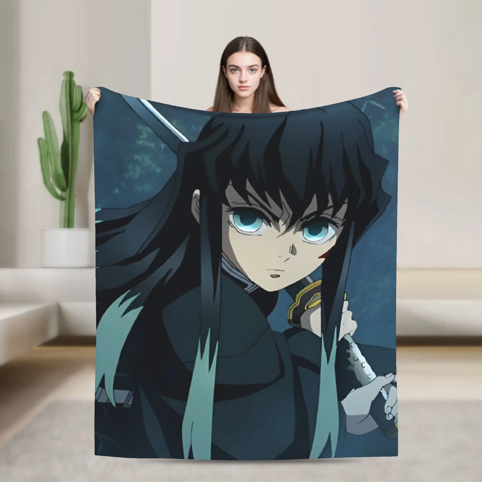 

Шерстяные одеяла Mist Hashira Muichiro Tokito, модное одеяло в стиле аниме Demon Slayer для дома, 200x150 см, плюшевое тонкое одеяло