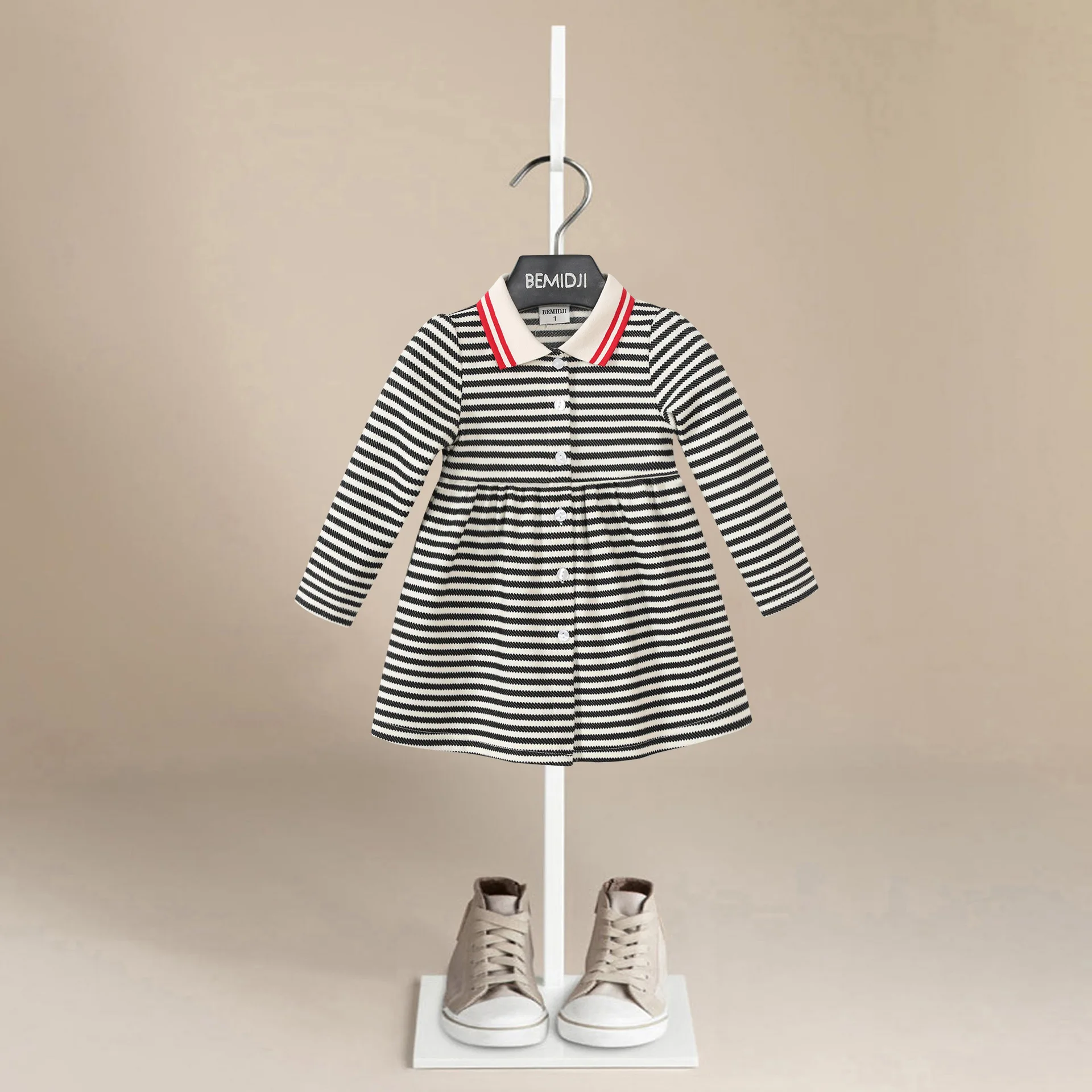 

Cotton Kids Autumn Long Sleeve Girls Dresses Thread Design Toddler Patchwork Princess Dress Children Party Baby Clothing Spring
