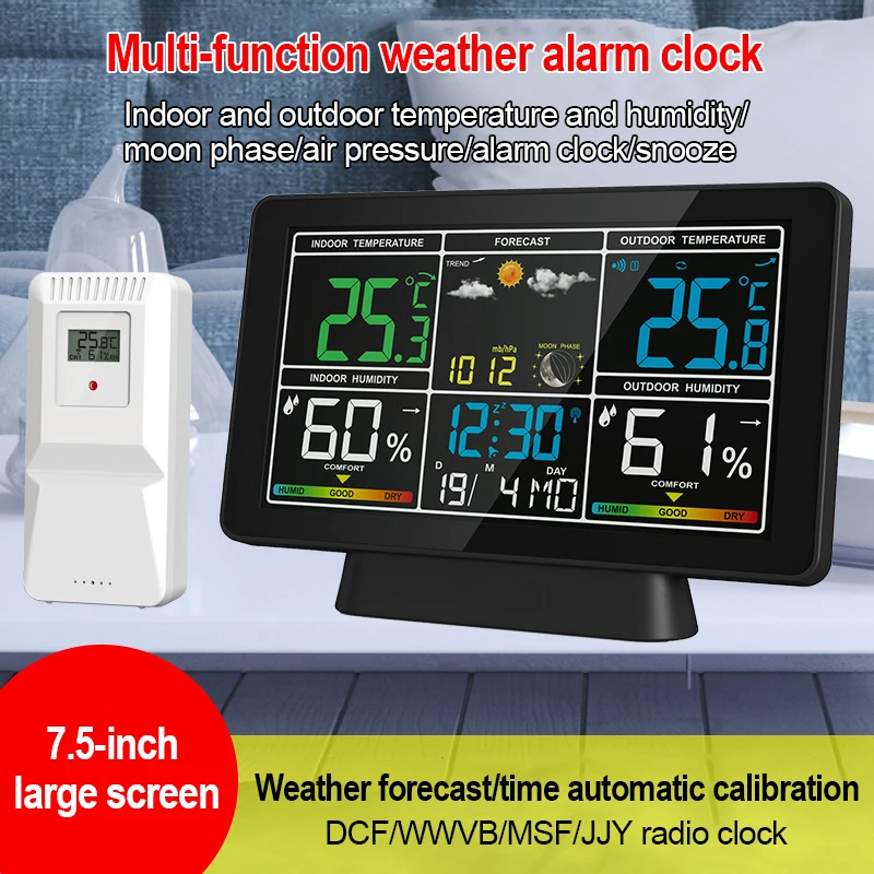 Weather Station Wireless Indoor Outdoor Digital Thermometer Hygrometer Color Screen Weather Barometer Calendar With/Without Wifi