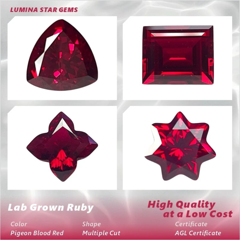 

High Grade Lab Grown Ruby Pigeon Blood Red Multiple Cuts Ideal For Jewelry Setting Custom Design With Selectable Certificate