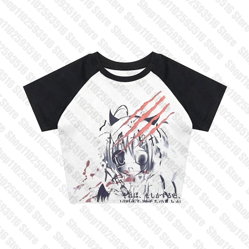 Crop Top Women Clothing Female Baby Tees Y2k Clothes Women Anime Girl Women's T-shirts Kawaii Gothic 90s Clothes Vintage Goth