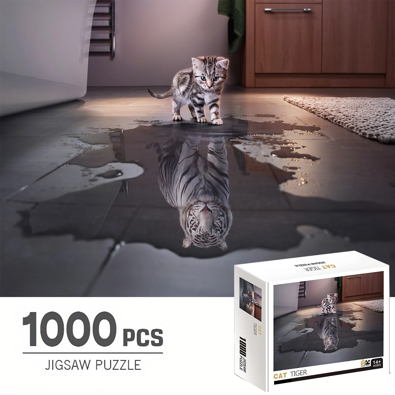 

1000 шт. пазлы, кошачий тигр, большие игрушки-пазлы для взрослых, подарок, интеллектуальная декомпрессионная забавная семейная игра
