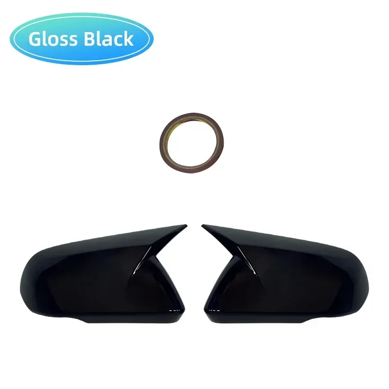 1 Pair Glossy Black Carbon Fiber Color Rearview Side Mirror Cover Caps for Ford Mustang 2015-2022 Auto Exterior Accessories