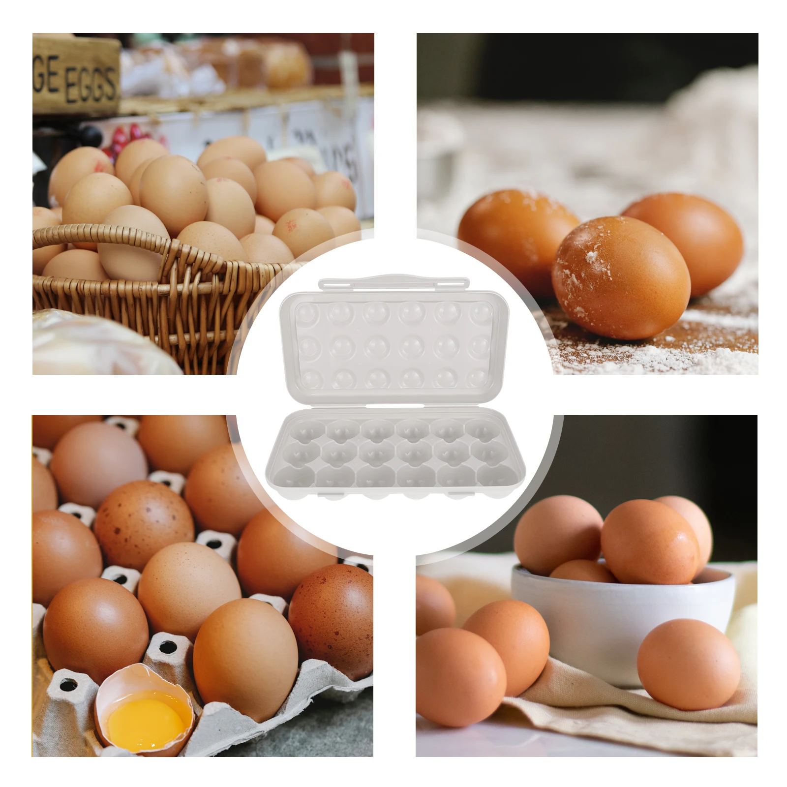 

Egg Storage Box for Refrigerator 12 Eggs Capacity Plastic Holder Lid Airtight Design Bright Color Keep Fresh Practical Useful
