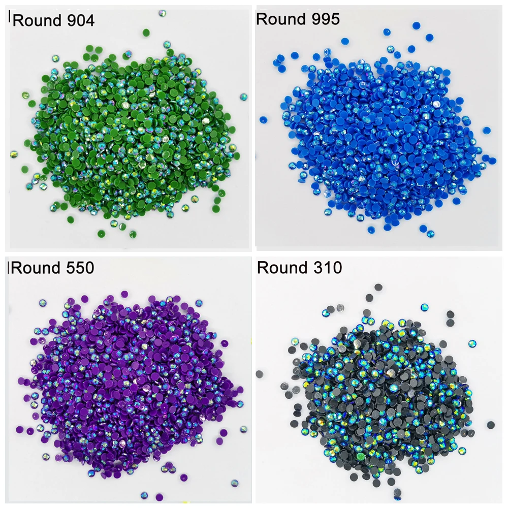 Mix Round Color AB Stone  Drills For DIY Diamond Painting Cross Stitch Embroidery Rhinestone Colorful Mosaic Stones Mix Colored