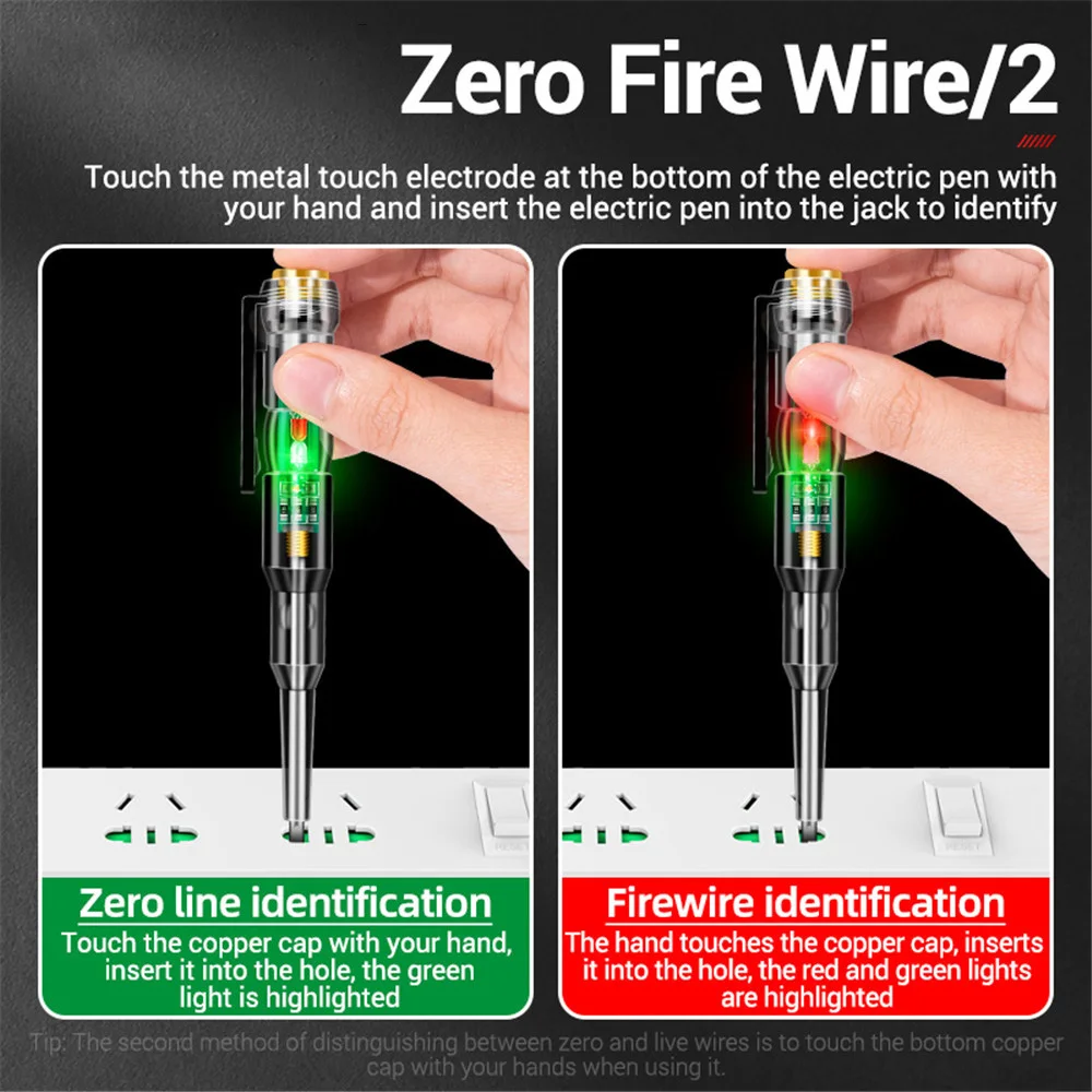 Bolígrafo probador de voltaje inteligente, lápiz de prueba de inducción sin contacto de CA, Detector de potencia de voltios, indicador de destornillador eléctrico, 24-250V