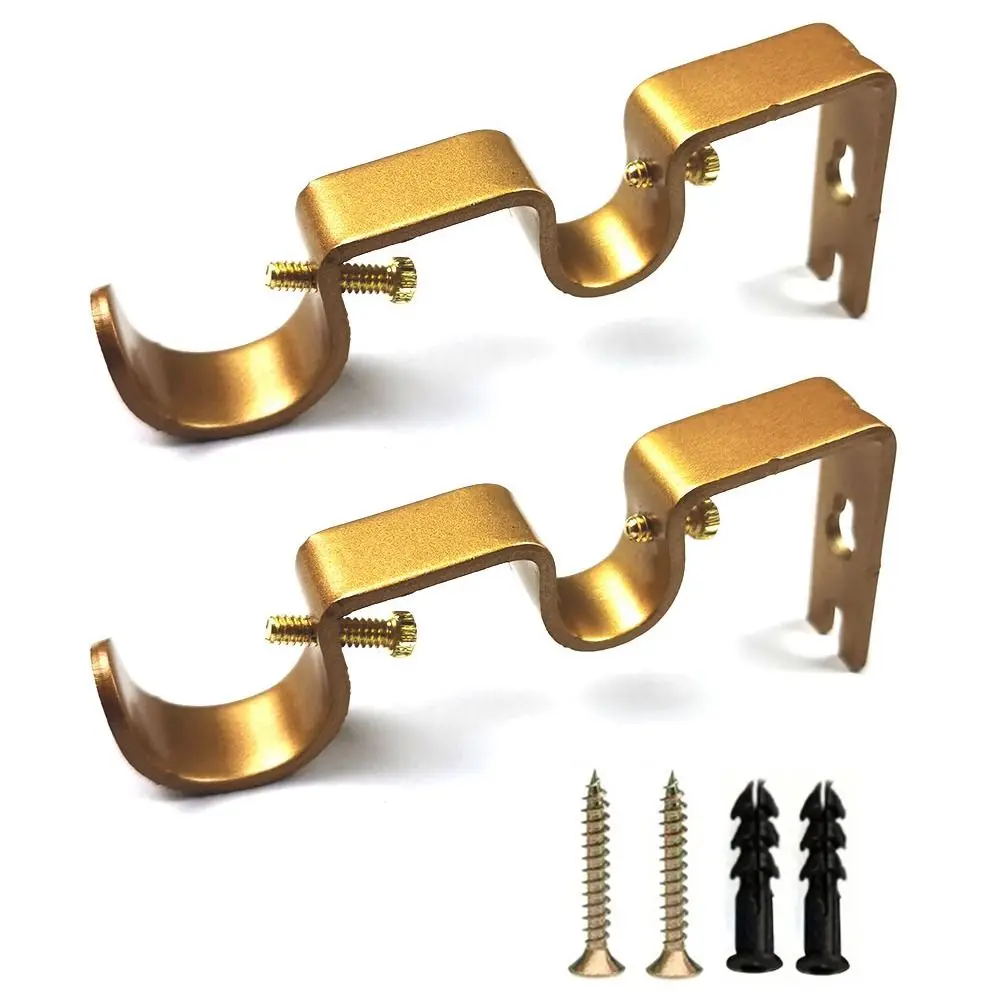 

2Pcs Double Rod Curtain Rod Brackets Wall-mounted Heavy-duty Roman Rod Support Holder Multifunction with Screws