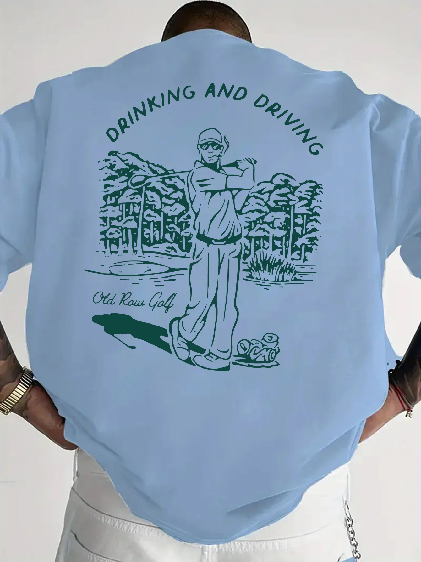 Funny Golf Drinking And Driving Graphic Back Print Tee For Men Made Of 100% Cotton Perfect For Summer Casual Streetwear view 2