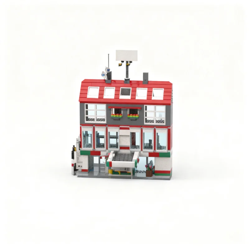 2457pcs MOC Service Station Fire Department Modular Buildings Model Building Blocks Toy Construction Christmas Gift Birthday 3D