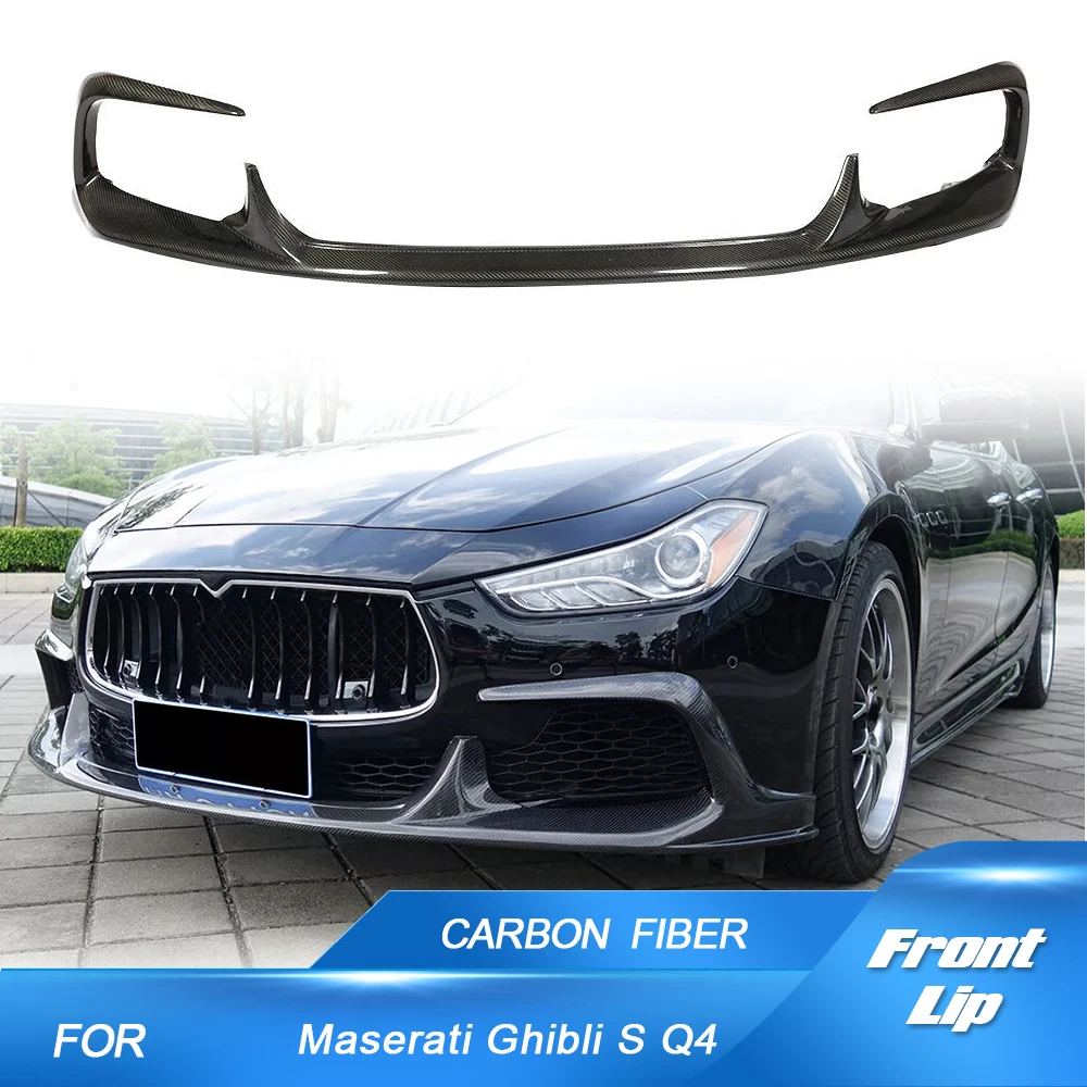 Real Carbon Fiber Car Front Bumper Lip Splitter Canards Front Chin Body Kits Protection Fit For Maserati Ghibli S Q4 2014-2016