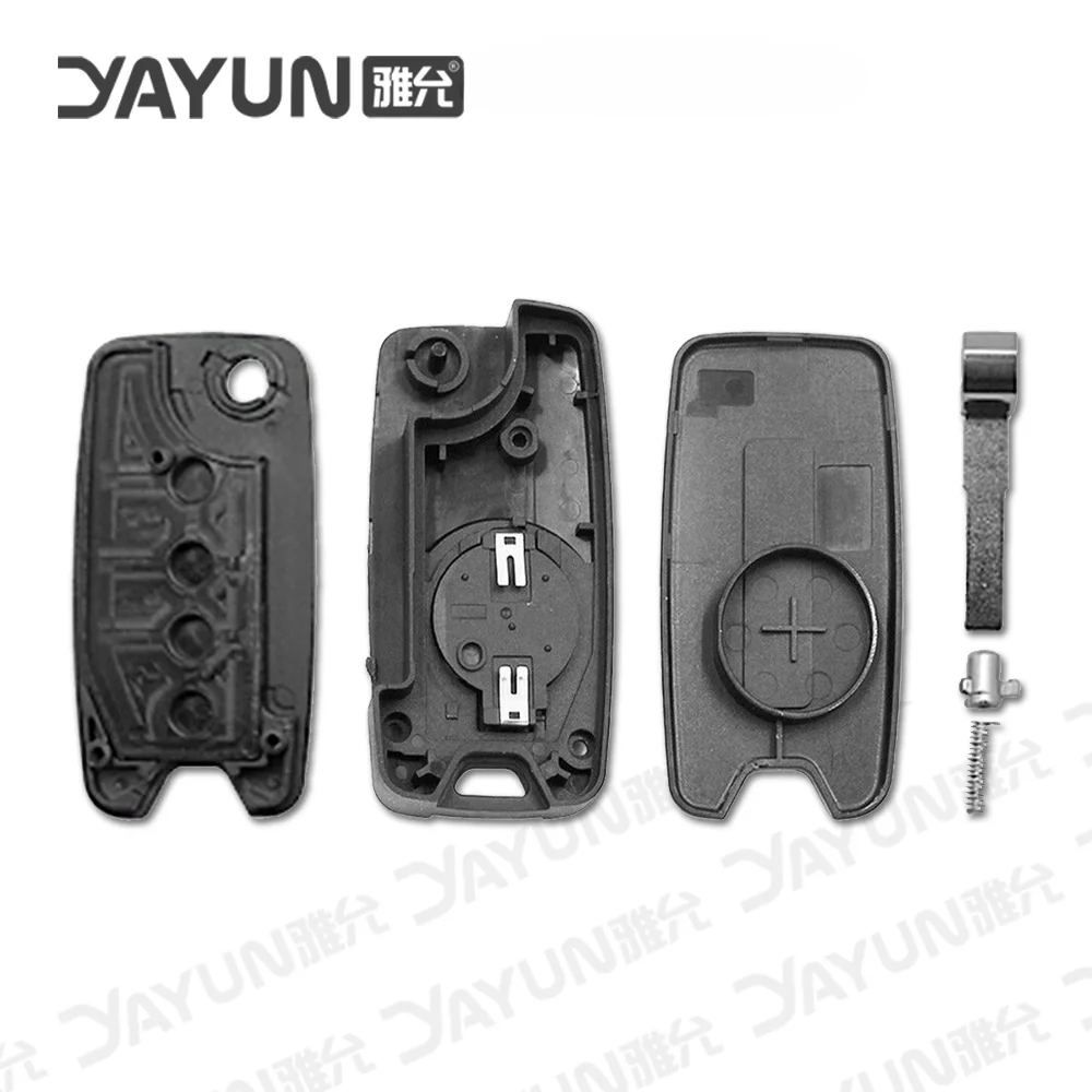 YAYUN 2+1 Buttons Flip Remote Car Key Shell Case With Uncut SIP22 Blade Replacement With Logo Renegade 2015/6/7/8 For Jeep