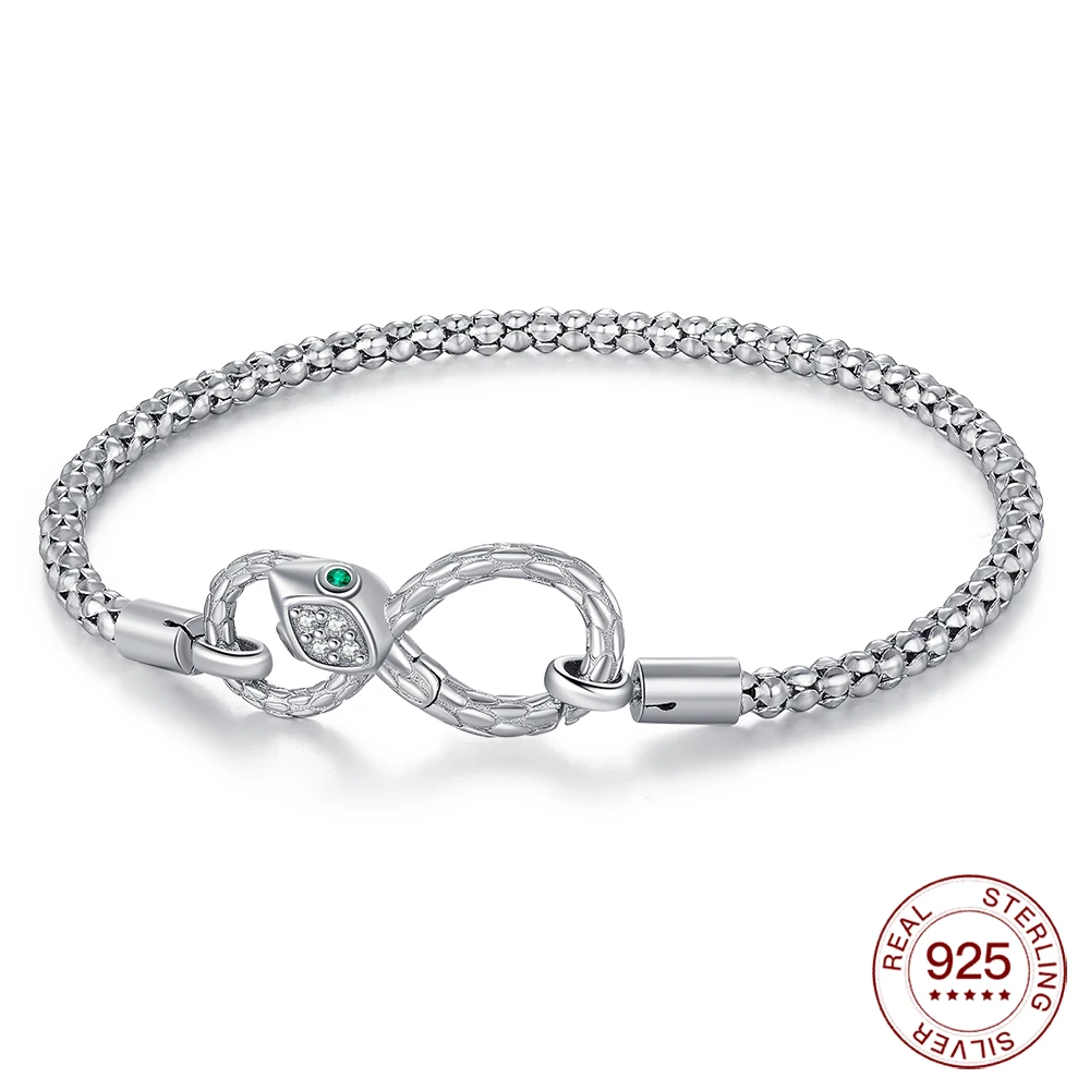 

New Bracelet 925 Silver Infinite Snake Symbol Bracelet For Original Charms Beads Jewelry Women DIY Jewelry Making Gifts