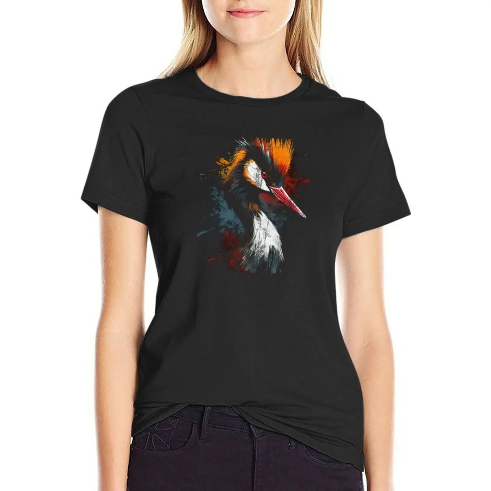 Australasian Great Crested Grebe - Distressed Street Art pūteketeke T-Shirt blanks tees clothes for Women