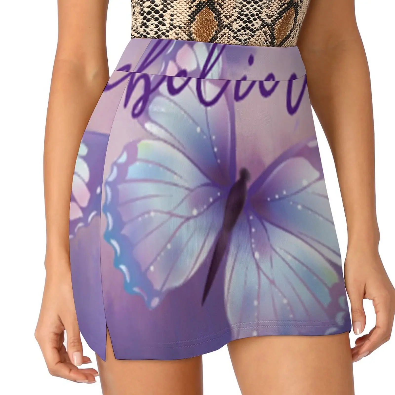 Believe ~ Purple Pastel Women's skirt Aesthetic skirts New Fashion Short Skirts Insect Art Purple Believe Magical Fantasy