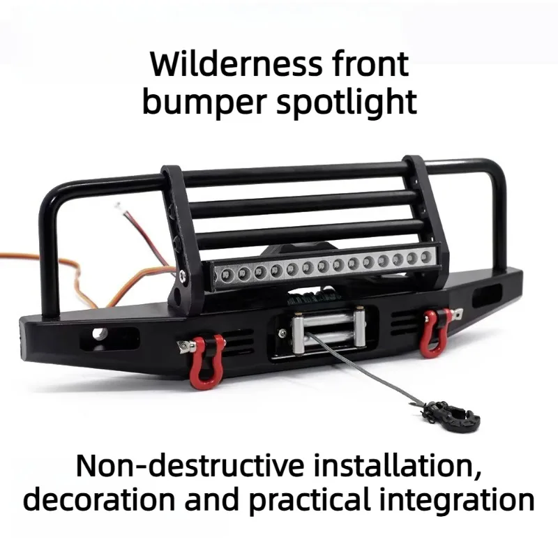 

1/10 RC Car Metal Front Bumper with Lights Suitable for TRX4/6 and Easy Control 6101 Always on Lighting Anti Collision Car Part