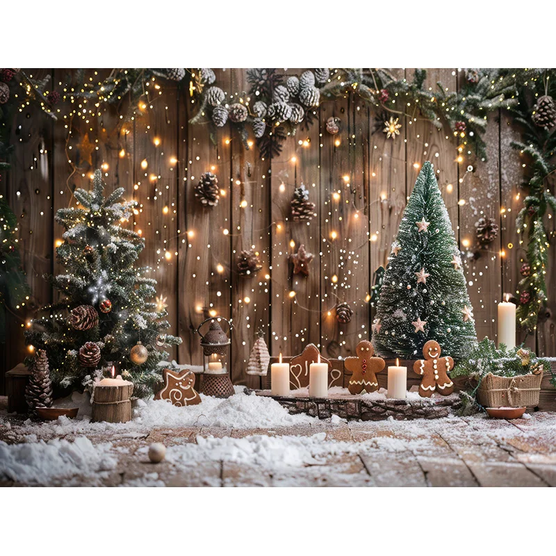 Cozy Camping Trailer Christmas Scene Photography Backdrop Props Winter Living Room New Year Holiday Photo Background RS-06