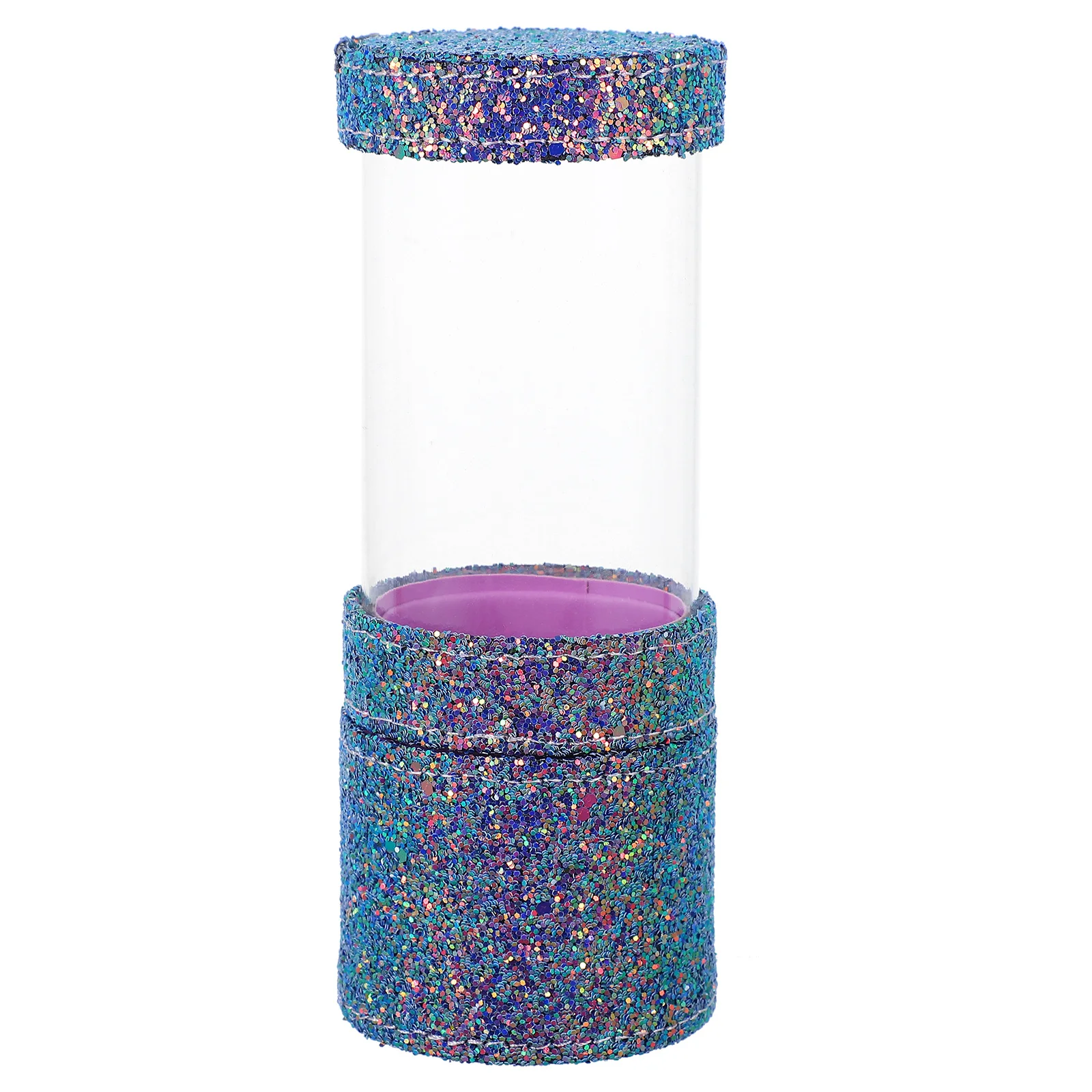 

Makeup Brush Storage Box with Glitter Finish Dual Cup Organizer for Travel Home Use Brush Pencil Holder