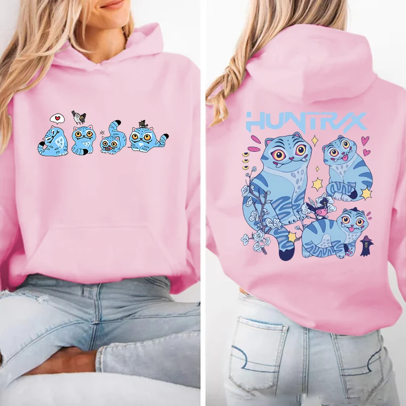 جديد Kpop شيطان الصيادين لطيف النمر ملابس منقوشة بكم طويل البلوز هوديس للنساء الرجال زوجين بلوزات غير رسمية الخريف الشتاء