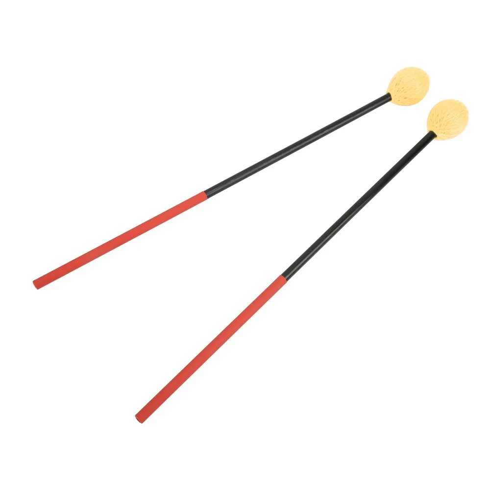 Baquetas de marimba de fibra de carbono y hilo de algodón, amarillas, negras y rojas, con sensación cómoda al tacto, baquetas de percusión, baquetas para tambor.