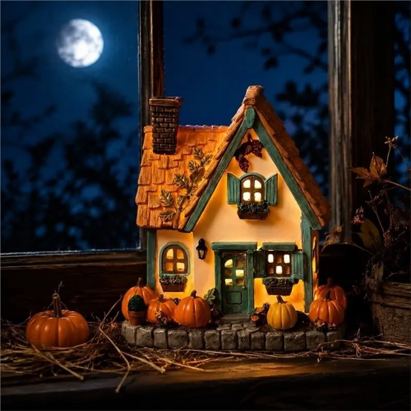 ABUG-Pumpkin Cottage Fall Decor Figurine For Mantels Mantel Decoration