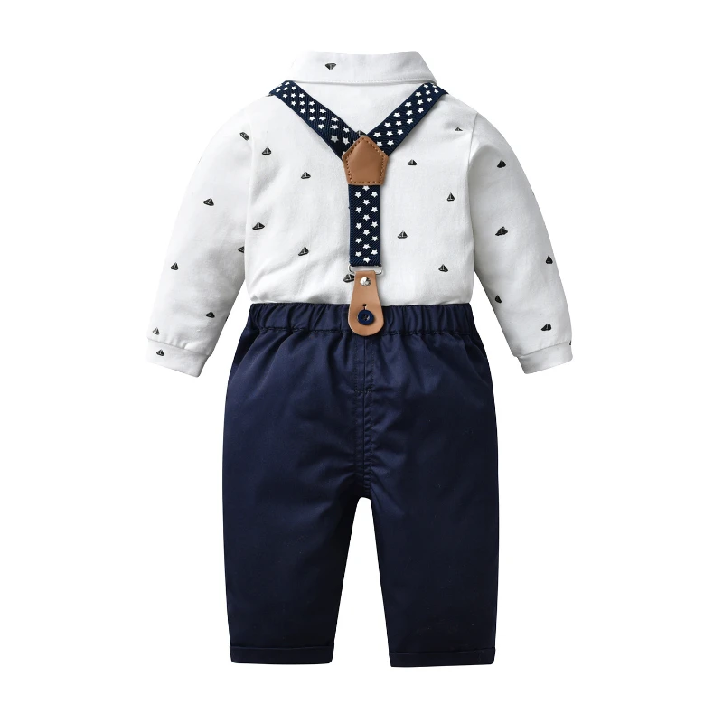 ICJAEHAO 2024 Children Clothing Spring Autumn Matching New Boys Suit Gentleman Bow Tie Shirt Bousers Baby One Hundred Days Old