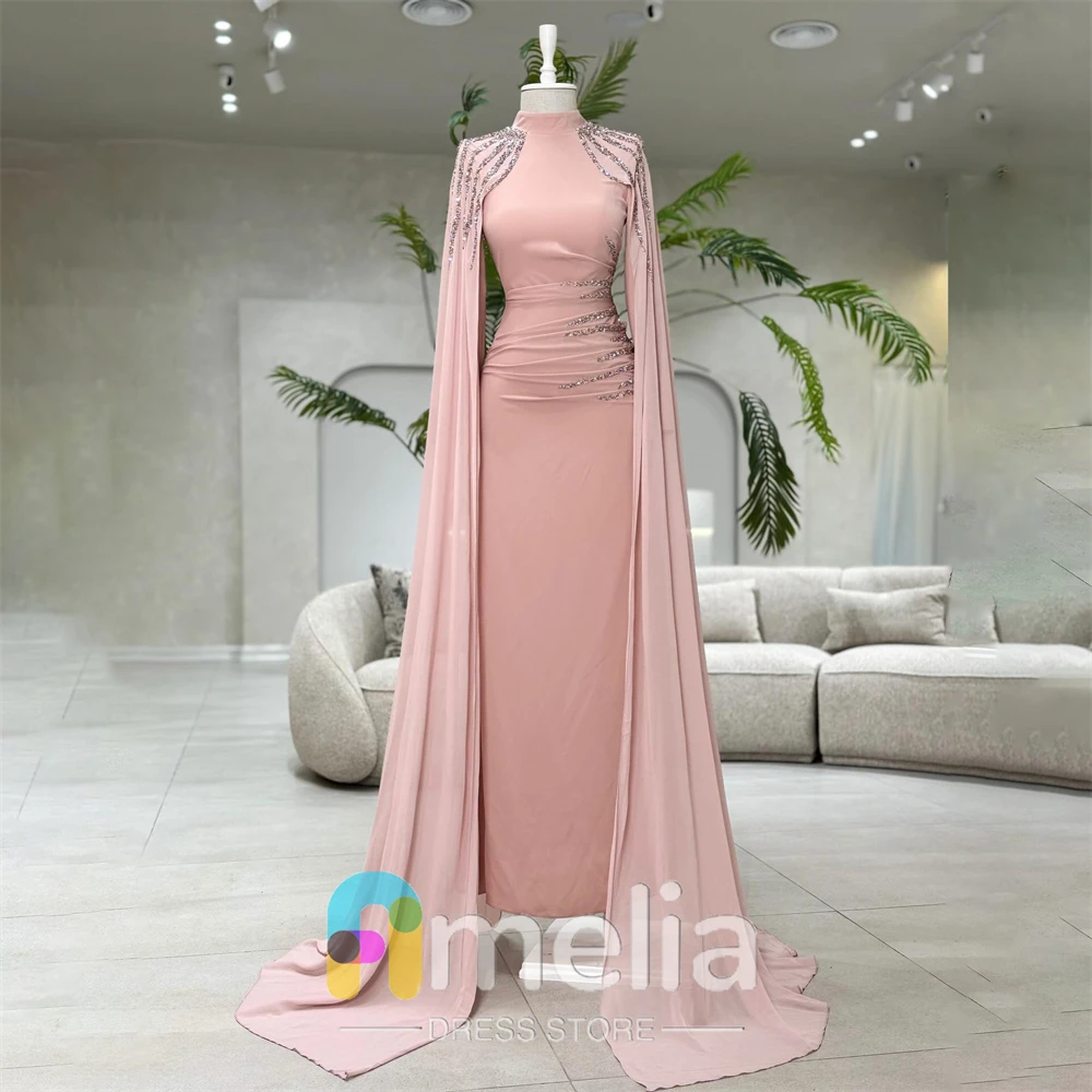 Amelia – robe de soirée en crêpe, col rond, pour Occasions spéciales, robes formelles élégantes pour femmes, dubaï, 2024