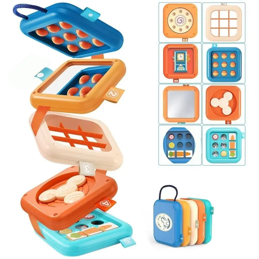Folding Busy Cube with Mirror Polyhedral Multifunctional Stacking Puzzle Montessori Sensory Board Children Girls Boys