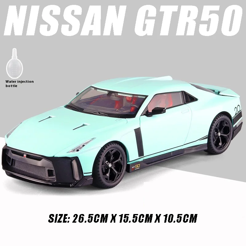 Large 1:18 Nissan GTR 50 Alloy Cay Diecast Metal Model Sound And Light Toy Collect Hobby Model Ornaments Gift For Friend Boys