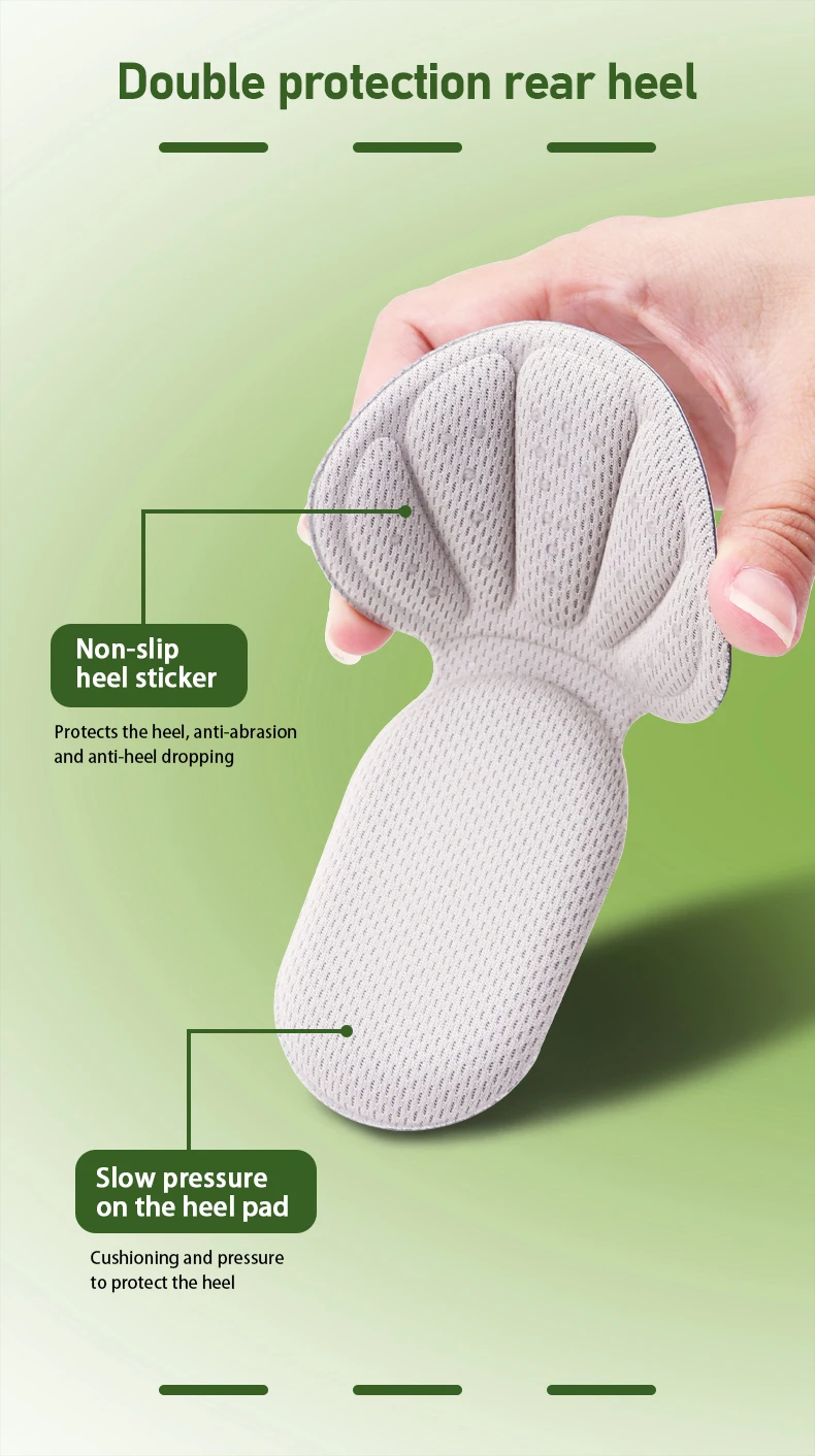 Zwei-in-eins-Schwamm-Fersenaufkleber, Schmerzlinderung, T-förmiger Schuh, Fußpflege, Polster, Müßiggänger, Turnschuhe, hohe Absätze – Detail 3