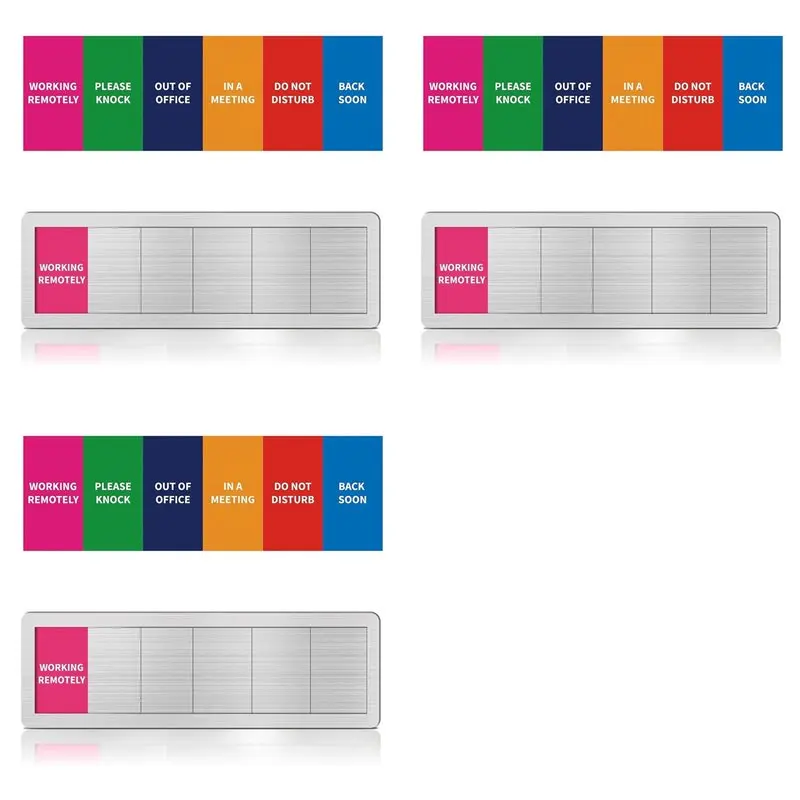 ABFU-3X Office Door Signs 6 Options Do Not Disturb, Please Knock, In A Meeting, Soon Privacy Door Slider Sign For Meeting