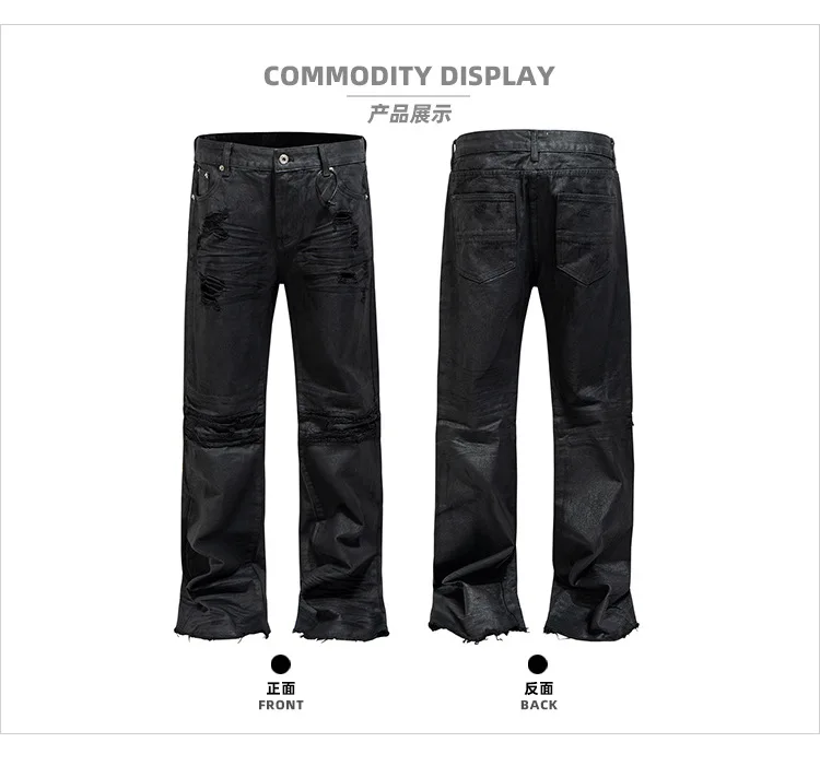 MIJKO Hand Painted Brushed Glue Rotten Jeans Crease Design Jeans ZJ169