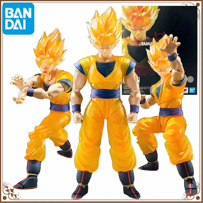 Bandai Original Dragon Ball Z TAMASHII NATIONS STORE Anime Figure Super Saiyan Son Goku Z Soldier Figure Collect Model Toy