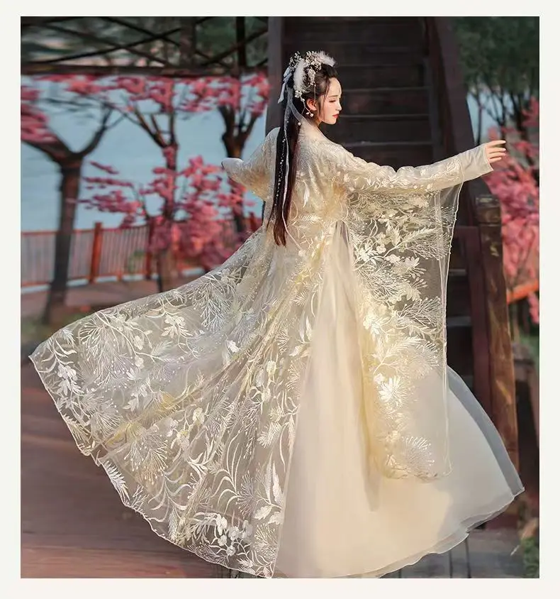 Princess Style Lace Embroidery Hanfu Dress Ancient Traditional Chinese Chic Female Dance Party Vintage Sweet Fairy Costume