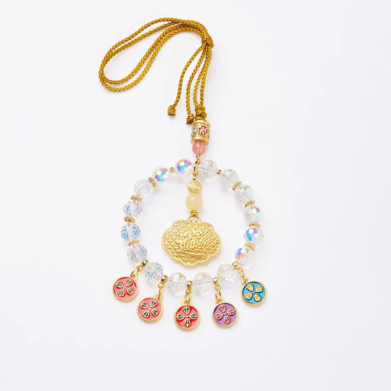 2025 New Style Lingyin Five Paths Of Wealth God Colorful Crystal Glass Abacus Car Pendant Cultural Creative Festival Gift
