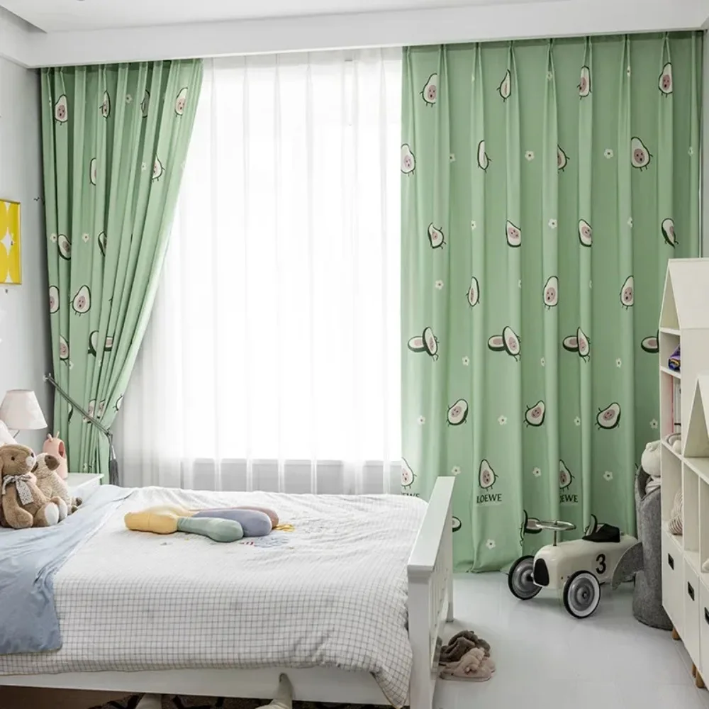 Children's Paradise curtain fabric modern simple polyester and cotton printed window screen curtains living room bedroom