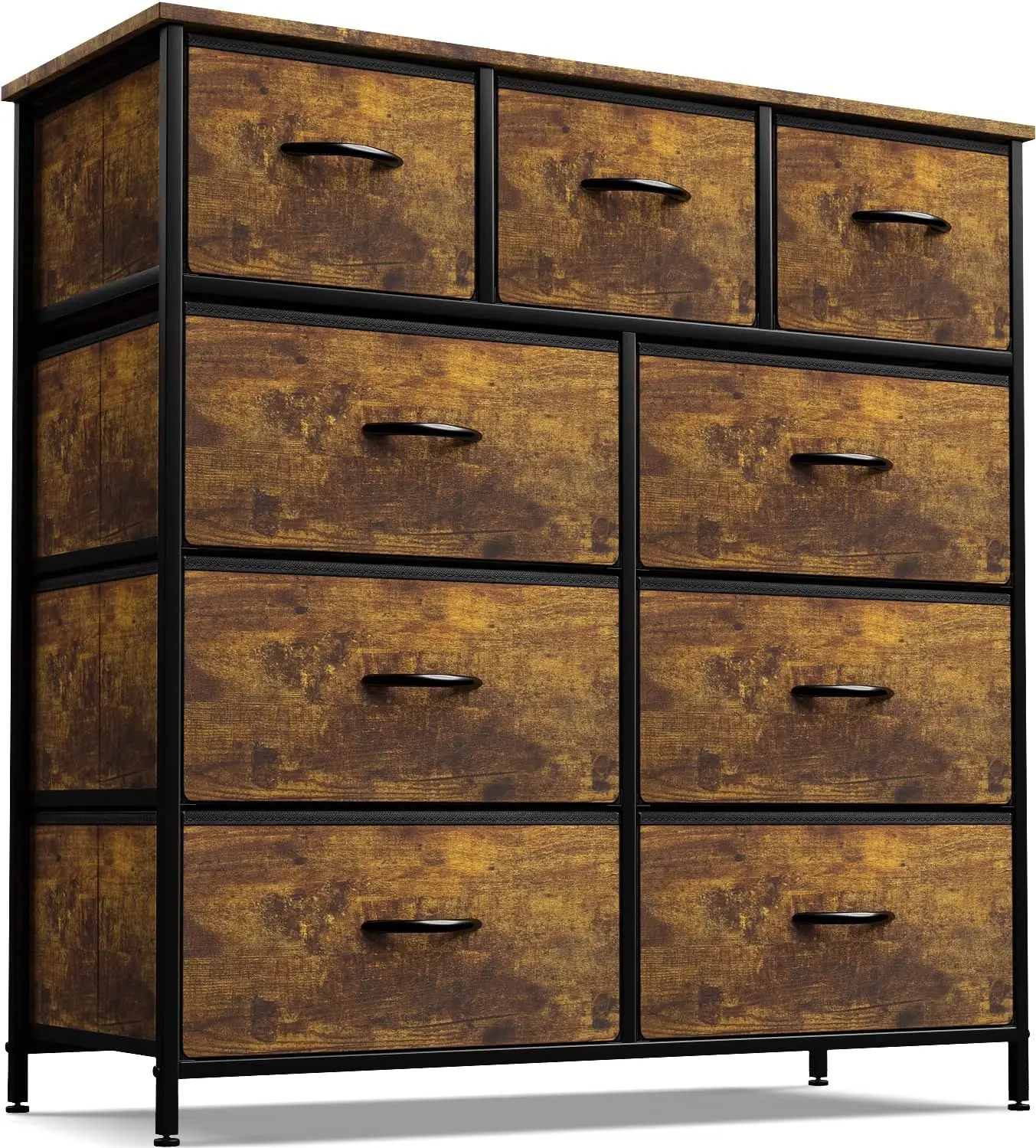 Fabric Dresser for Bedroom - Chest of 9 Drawers, Tall Storage Tower, Clothing Organizer, for Closet, for Living Room