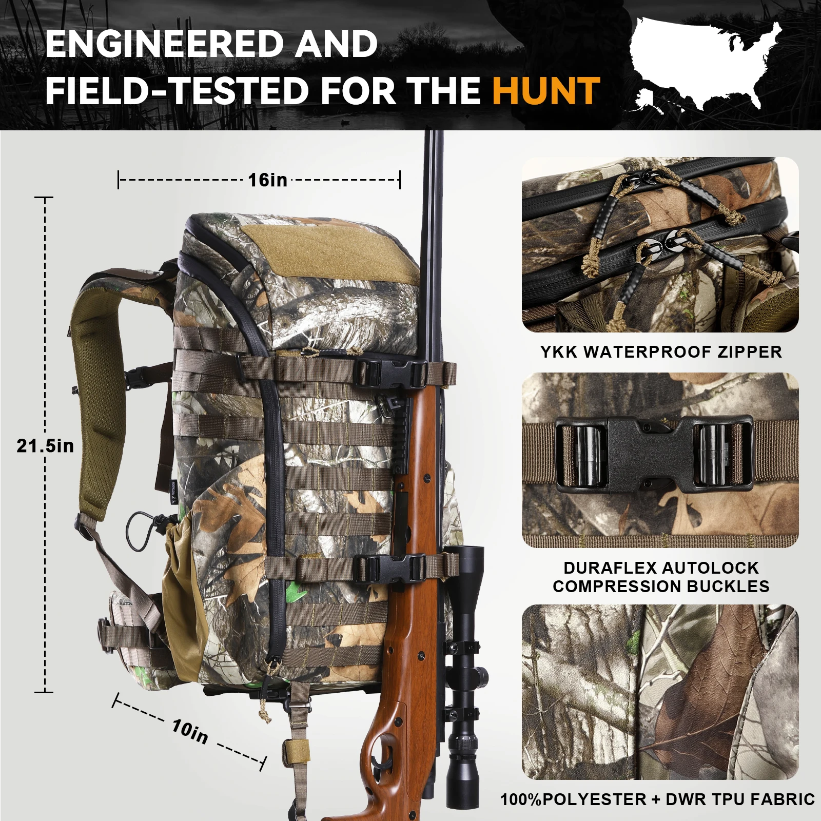 VOTAGOO 30L Tactical Backpack Cordura Fabric for Outdoor Hunting Hiking Mountaineering Camping EDC Travel Pack