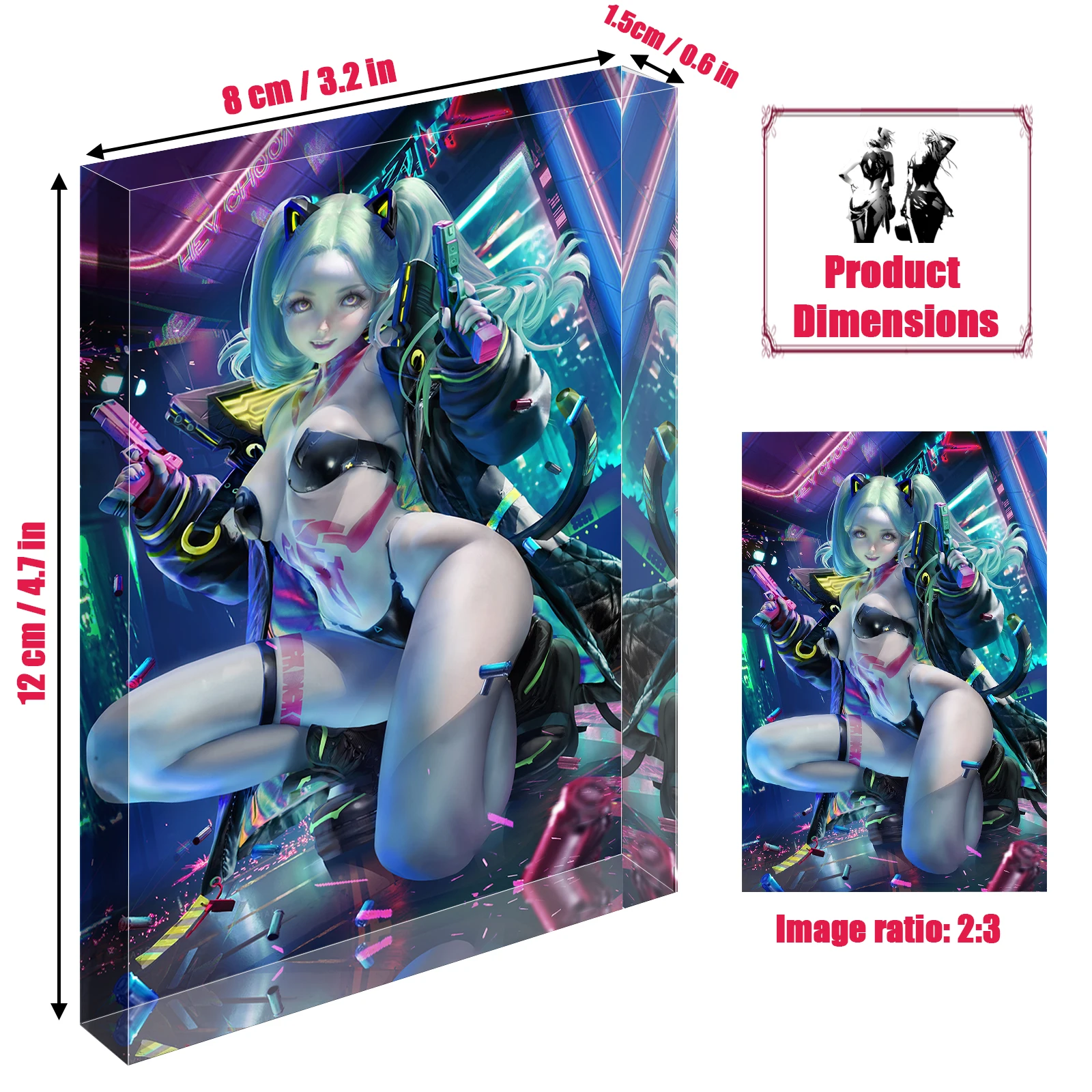 ريبيكا سايبربانك Edgerunners مثير Waifu كتلة أكريليك ، حامل فني لفتاة أنيمي ، هدية ديكور مكتب مخصص ، طوب مقتني قابل للجمع #3