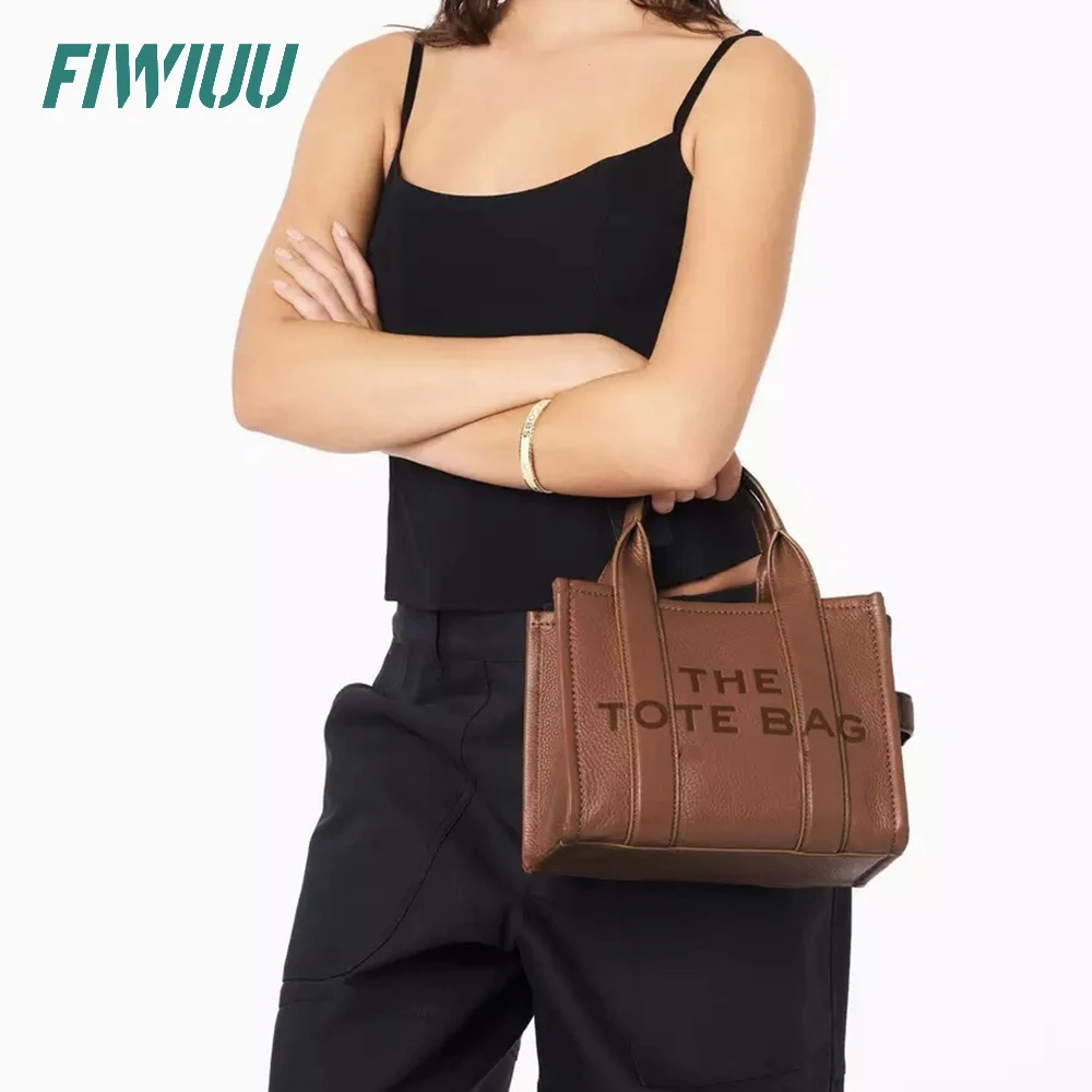 Fiwiuu PU Tote Bag Letter Print Shoulder Bag Handbag Crossbody Purse with Zipper Big Larger Capacity