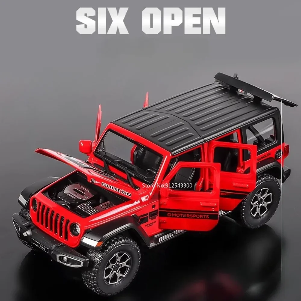 1:22 Schaal Wrangler Rubicon Model Auto Speelgoed Diecast Metal Pull Back Geluid Licht Terreinwagen Modellen Speelgoed voor kinderen Presenteert