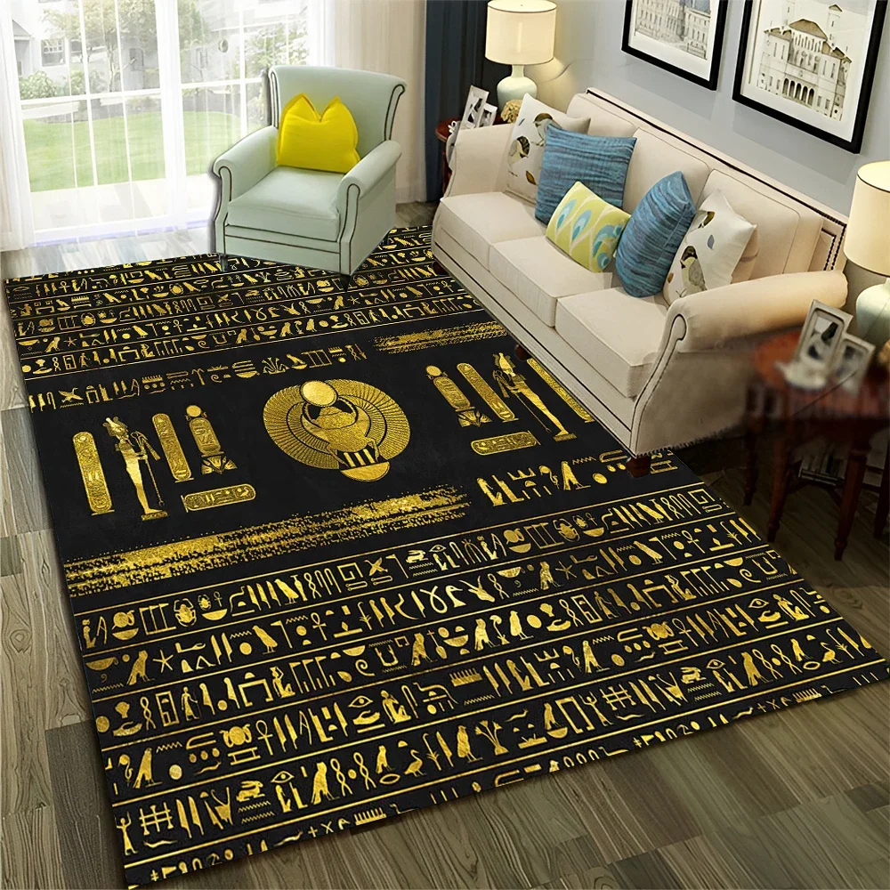 ثلاثية الأبعاد الفرعون المصري الهيروغليفية السجاد البساط للمنزل غرفة المعيشة غرفة نوم أريكة ممسحة ديكور ، أطفال منطقة البساط عدم الانزلاق الكلمة حصيرة
