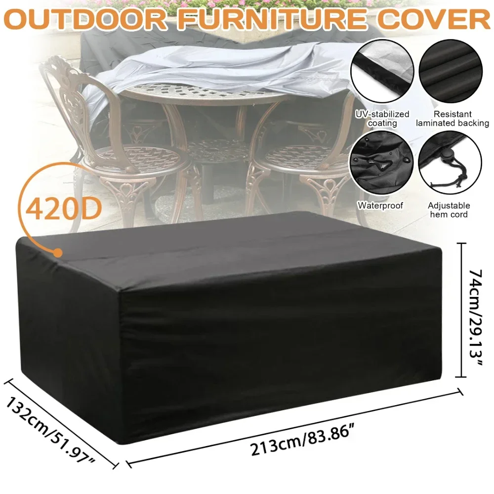 420D Oxford Cloth Waterproof Outdoor Patio Garden Furniture Covers Rain Snow Chair Protection for Sofa Table Dust Proof Cover