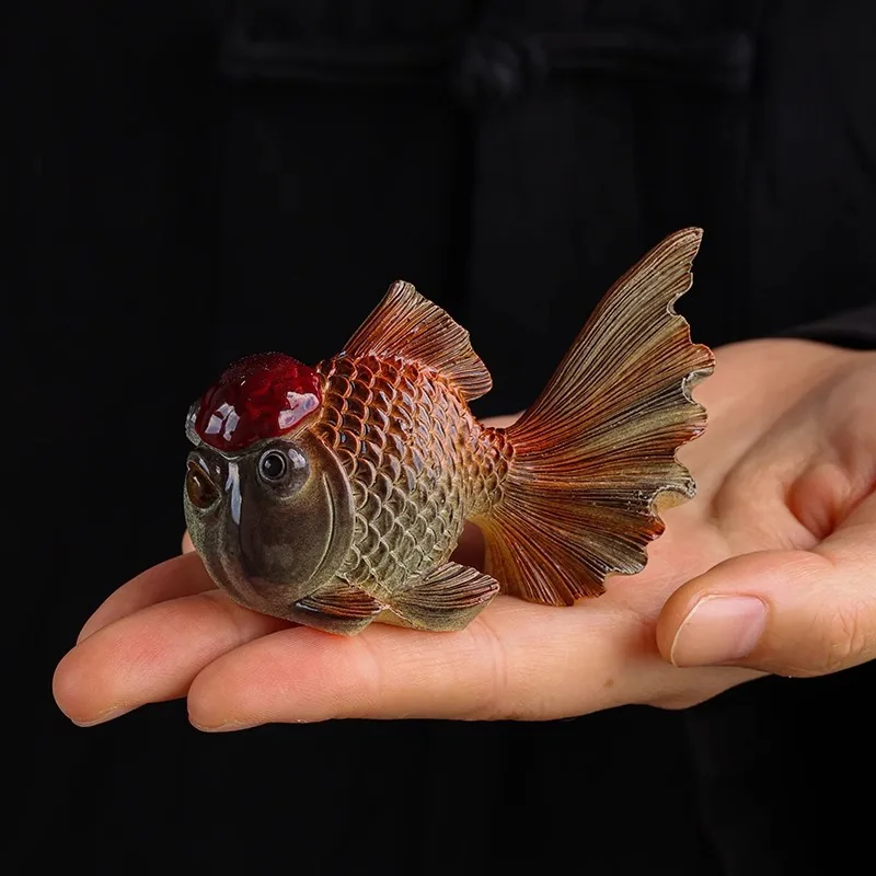 Creative Color Changing Goldfish Tea Pet Nourishing Ornament Carp Tea Players Use Wealth Attraction To Decorate Ornament