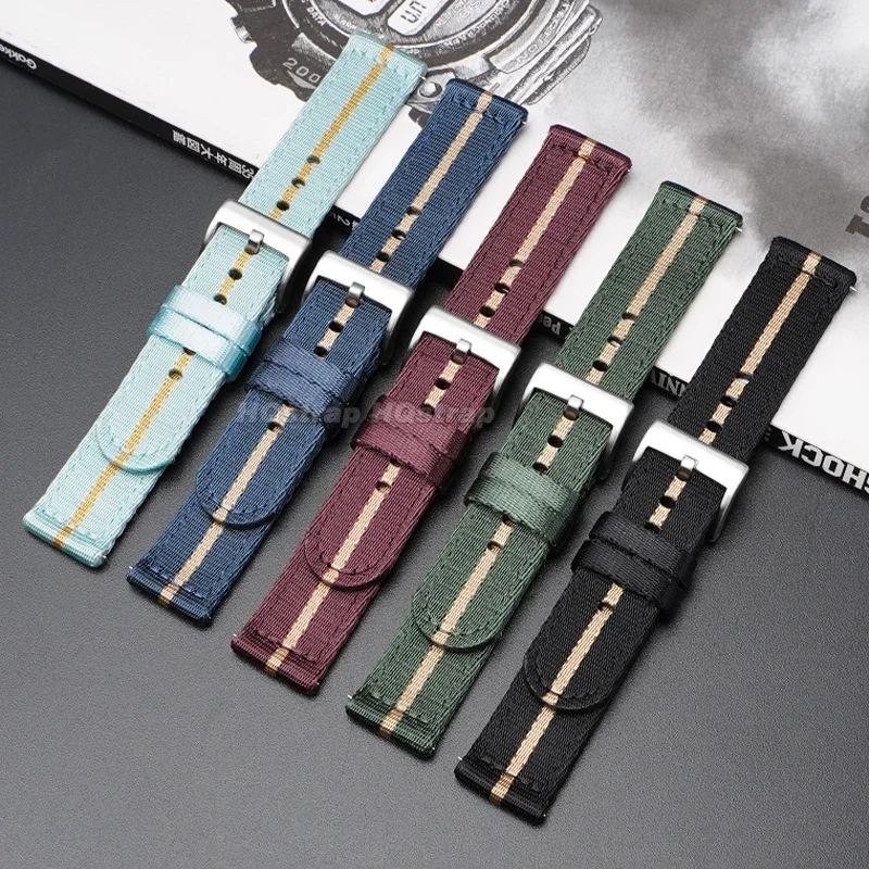 Nylon Watch band 18mm 20mm 22mm 24mm Woven Canvas watch strap for Seiko Quick Release Sport bracelet Men Watches Accessories