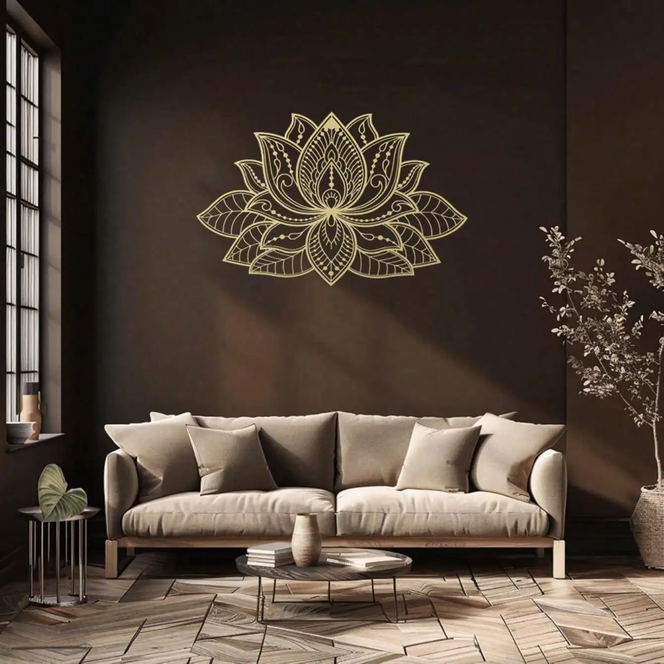 1pc Radiant Lotus Mandala Metal Wall Art, Zen Boho Decor for Home Garden Patio, Spiritual Ornament,