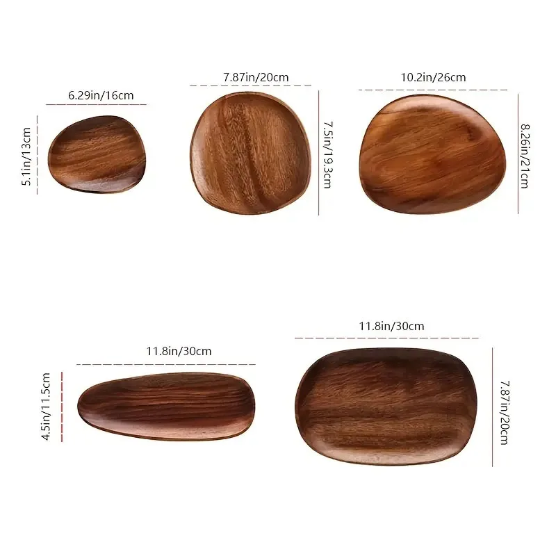 Solid Wood Round Dinner Plates Snack Fruit Dry Fruit Plate High-Quality Handmade Sushi Tea Tray Dessert Dinner Plate Tableware