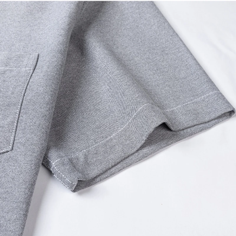Men Short Sleeved Shirt 100% Cotton Oxford Solid Color White Shirt Man Short Sleeve Shirts for Men Casual Business Easy-care