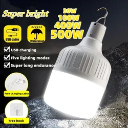 Luces LED de emergencia recargables por USB para exteriores, lámpara de emergencia portátil de 500W, bombilla con batería, luz para barbacoa y Camping