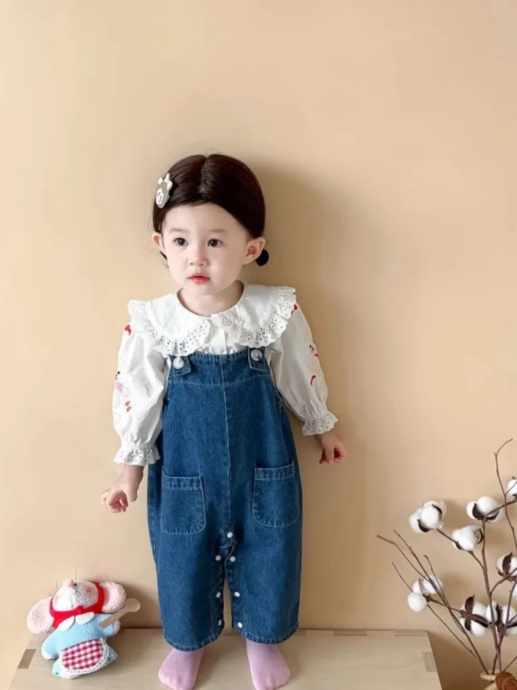 Baby Outfit Herbst Koreanische Sle Infant Denim Strap Rer Anzug für Babys Weiche Denim Strap Outwear ex Baby Kleidung
